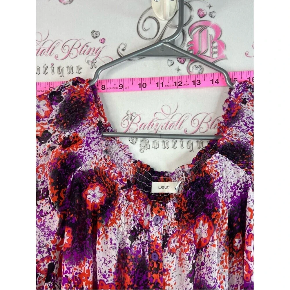 Laura blouse floral flowers Purple & Red Floral Button-Front Women's Blouse
